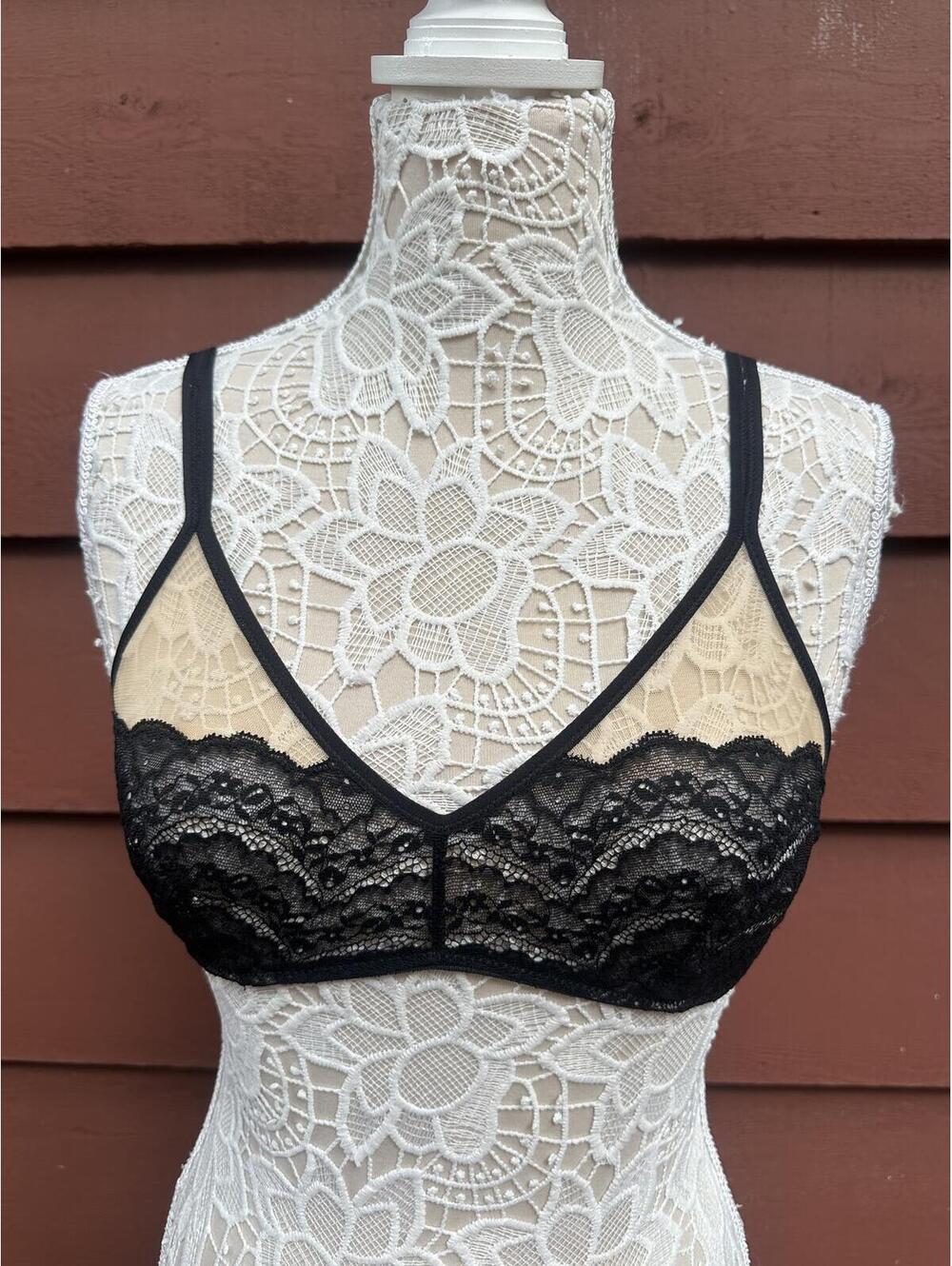 Cosabella Lace Bralette Black and Nude Y2K Coquette